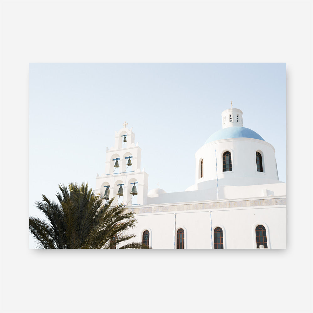 Shop Santorini Church Bells Photo Canvas Print a photography framed stretched canvas print from The Print Emporium wall artwork collection - Buy Australian made prints for the home and your interior decor space, TPE-1355-CA-35X46-NF