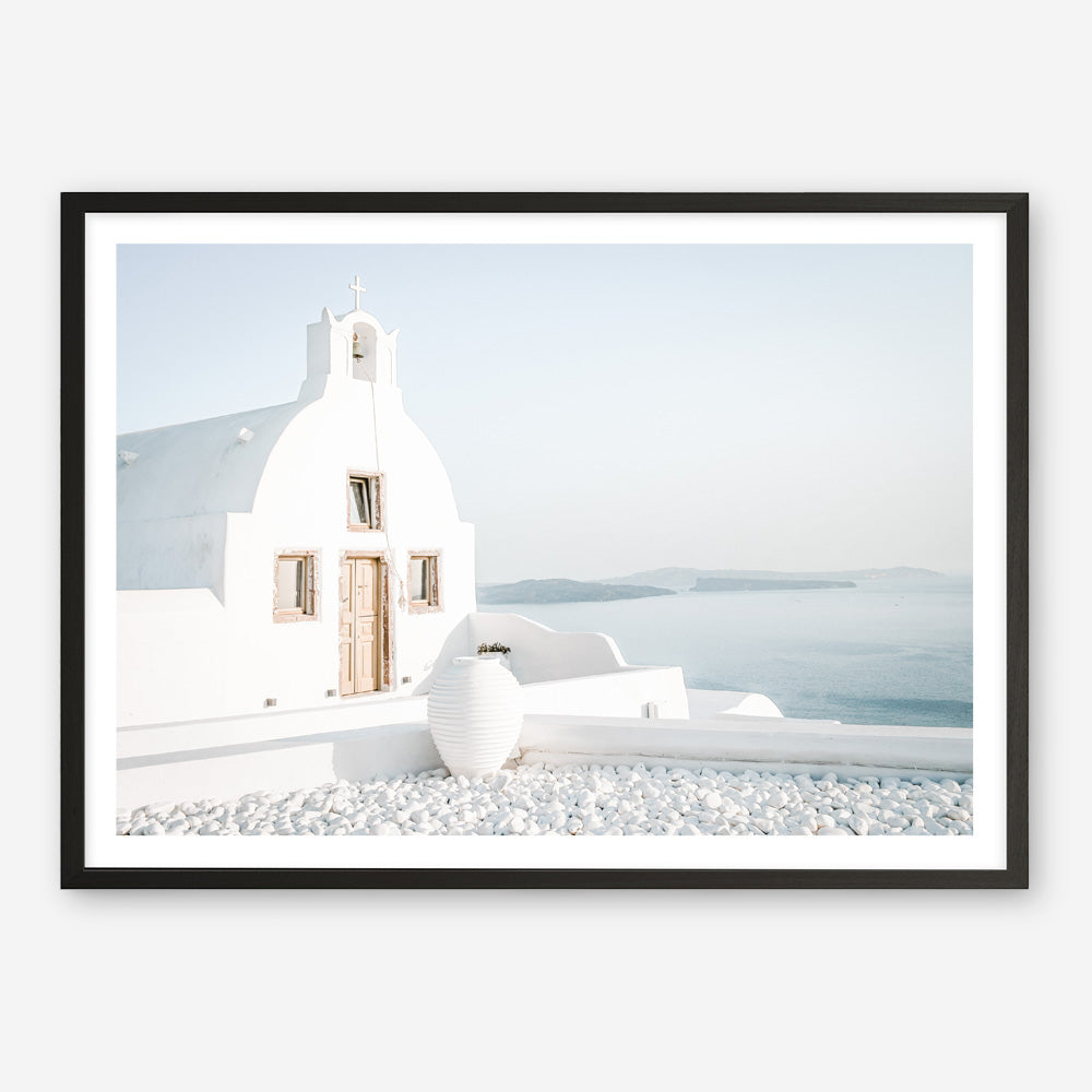 Shop Santorini Church Photo Art Print a coastal themed photography wall art print from The Print Emporium wall artwork collection - Buy Australian made fine art poster and framed prints for the home and your interior decor, TPE-1268-AP