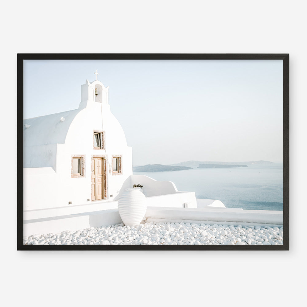 Shop Santorini Church Photo Art Print a coastal themed photography wall art print from The Print Emporium wall artwork collection - Buy Australian made fine art poster and framed prints for the home and your interior decor, TPE-1268-AP