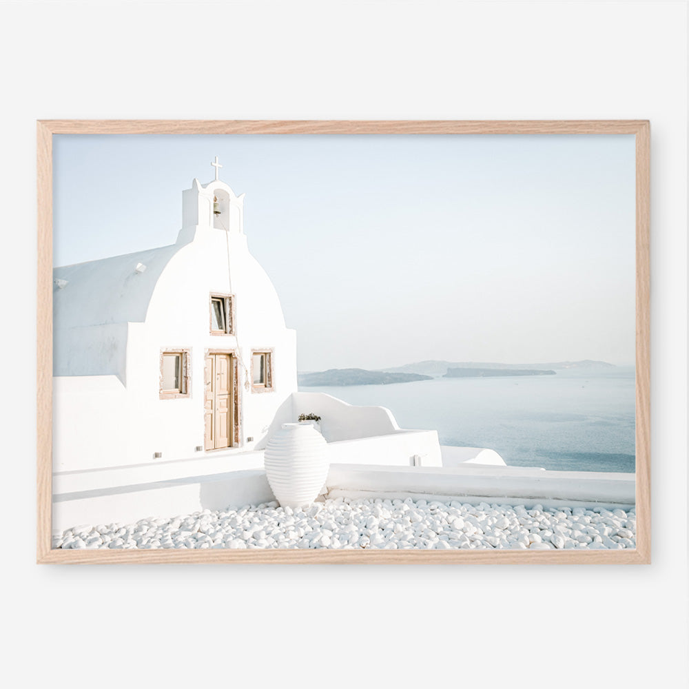 Shop Santorini Church Photo Art Print a coastal themed photography wall art print from The Print Emporium wall artwork collection - Buy Australian made fine art poster and framed prints for the home and your interior decor, TPE-1268-AP