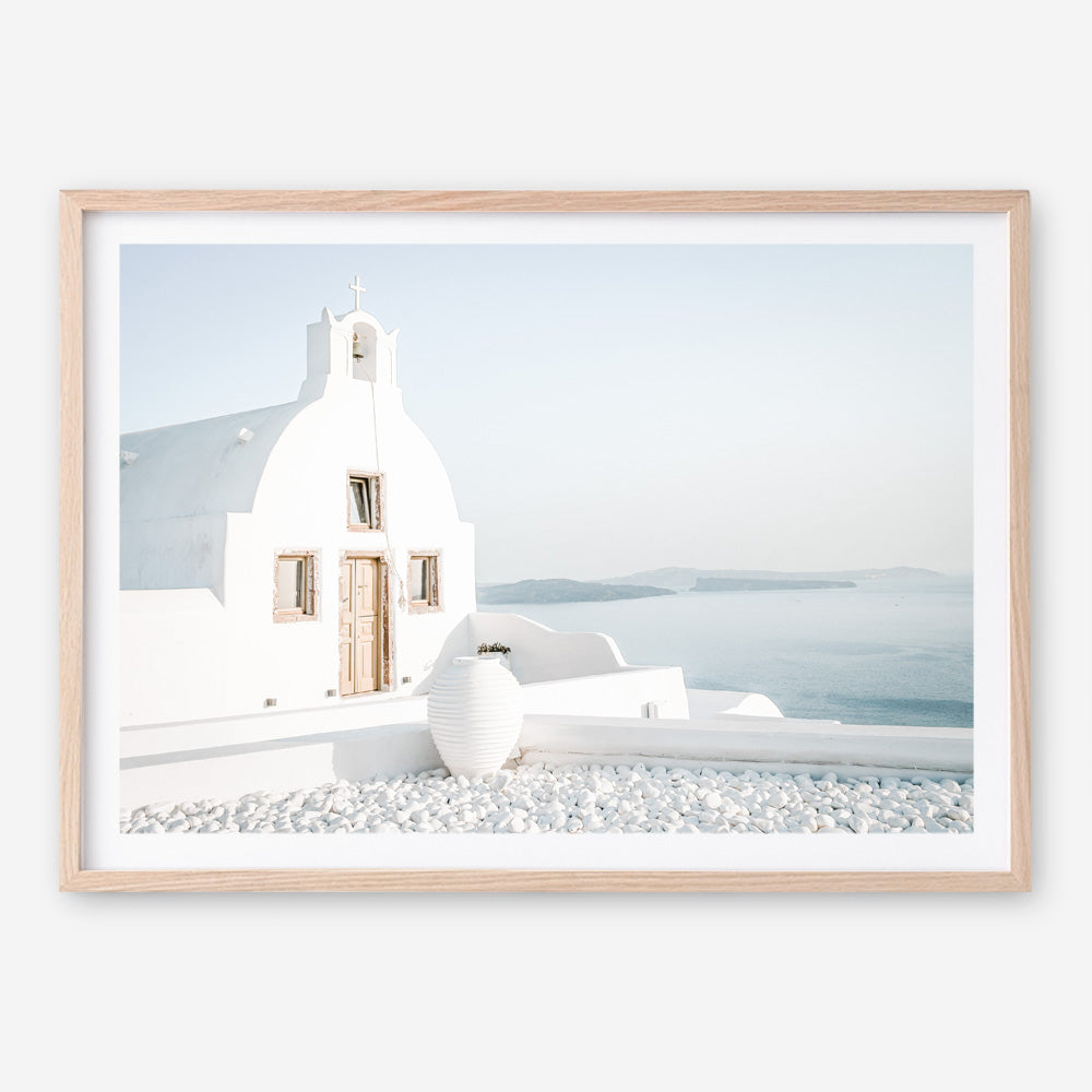 Shop Santorini Church Photo Art Print a coastal themed photography wall art print from The Print Emporium wall artwork collection - Buy Australian made fine art poster and framed prints for the home and your interior decor, TPE-1268-AP