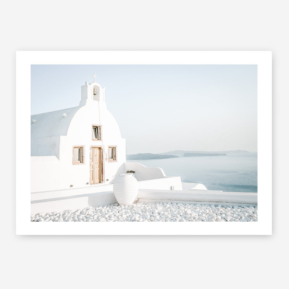 Shop Santorini Church Photo Art Print a coastal themed photography wall art print from The Print Emporium wall artwork collection - Buy Australian made fine art poster and framed prints for the home and your interior decor, TPE-1268-AP