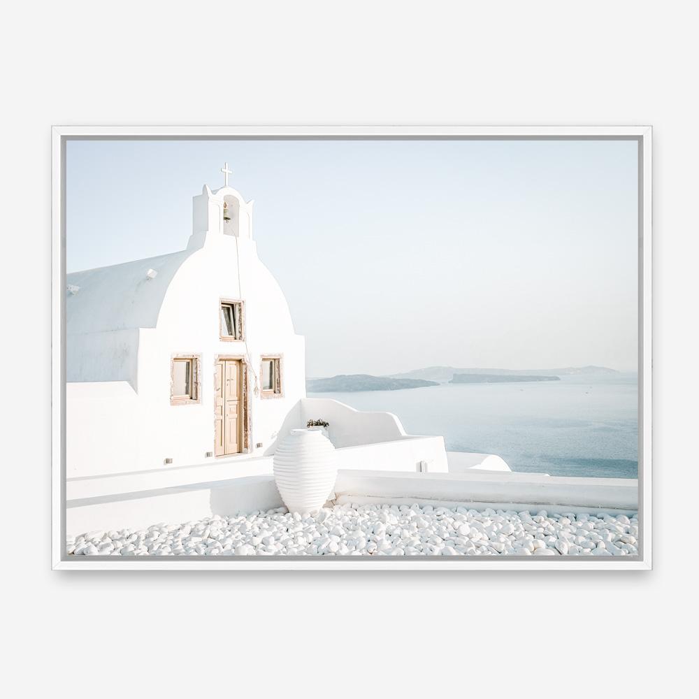 Shop Santorini Church Photo Canvas Print a coastal themed photography framed stretched canvas print from The Print Emporium wall artwork collection - Buy Australian made prints for the home and your interior decor space, TPE-1268-CA-35X46-NF
