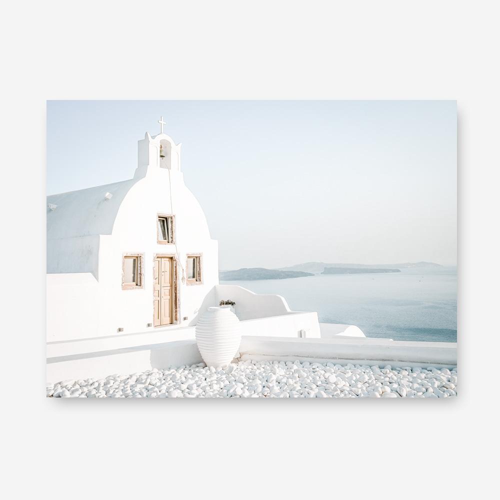 Shop Santorini Church Photo Canvas Print a coastal themed photography framed stretched canvas print from The Print Emporium wall artwork collection - Buy Australian made prints for the home and your interior decor space, TPE-1268-CA-35X46-NF