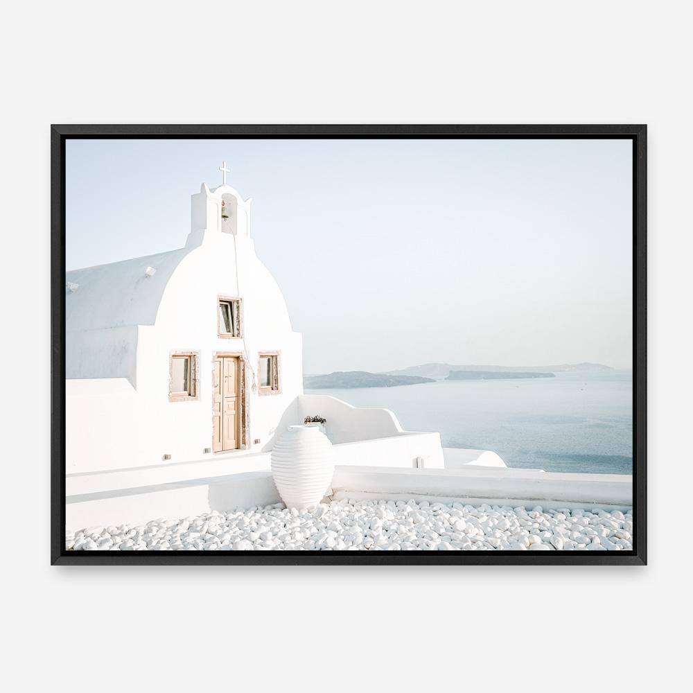 Shop Santorini Church Photo Canvas Print a coastal themed photography framed stretched canvas print from The Print Emporium wall artwork collection - Buy Australian made prints for the home and your interior decor space, TPE-1268-CA-35X46-NF