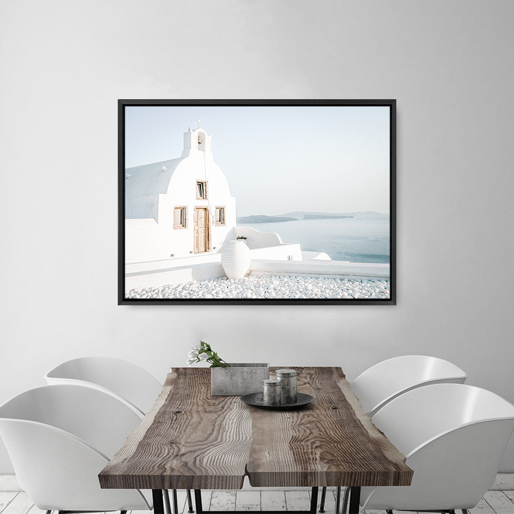 Shop Santorini Church Photo Canvas Print a coastal themed photography framed stretched canvas print from The Print Emporium wall artwork collection - Buy Australian made prints for the home and your interior decor space, TPE-1268-CA-35X46-NF