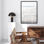 Shop Santorini Gate Photo Canvas Print a coastal themed photography framed stretched canvas print from The Print Emporium wall artwork collection - Buy Australian made prints for the home and your interior decor space, TPE-1333-CA-35X46-NF