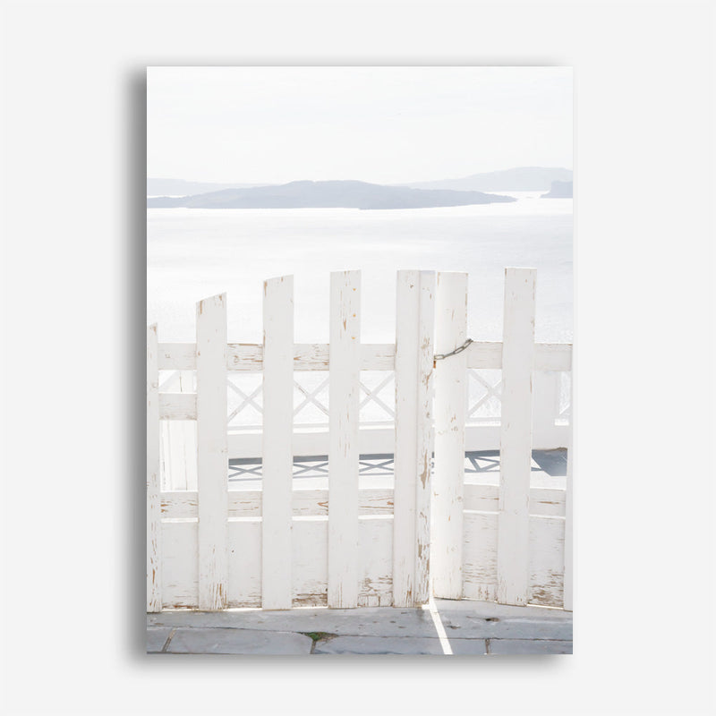 Shop Santorini Gate Photo Canvas Print a coastal themed photography framed stretched canvas print from The Print Emporium wall artwork collection - Buy Australian made prints for the home and your interior decor space, TPE-1333-CA-35X46-NF
