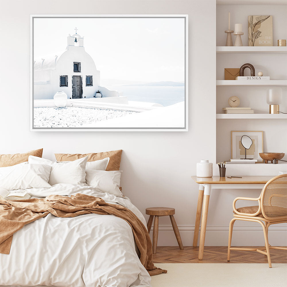 Shop Santorini I Photo Canvas Print a coastal themed photography framed stretched canvas print from The Print Emporium wall artwork collection - Buy Australian made prints for the home and your interior decor space, TPE-941-CA-35X46-NF