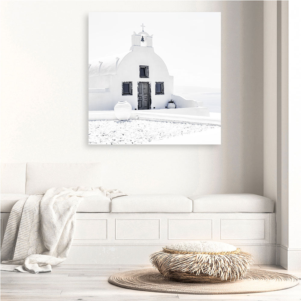 Shop Santorini I (Square) Photo Canvas a coastal themed photography framed stretched canvas print from The Print Emporium wall artwork collection - Buy Australian made prints for the home and your interior decor space, TPE-943-CA-40X40-NF
