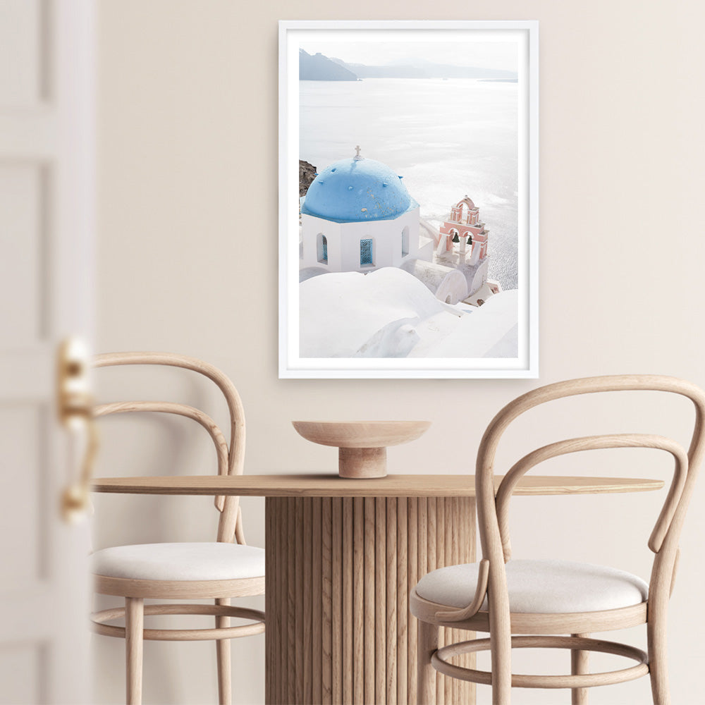 Shop Santorini Panorama I Photo Art Print a coastal themed photography wall art print from The Print Emporium wall artwork collection - Buy Australian made fine art poster and framed prints for the home and your interior decor, TPE-1319-AP