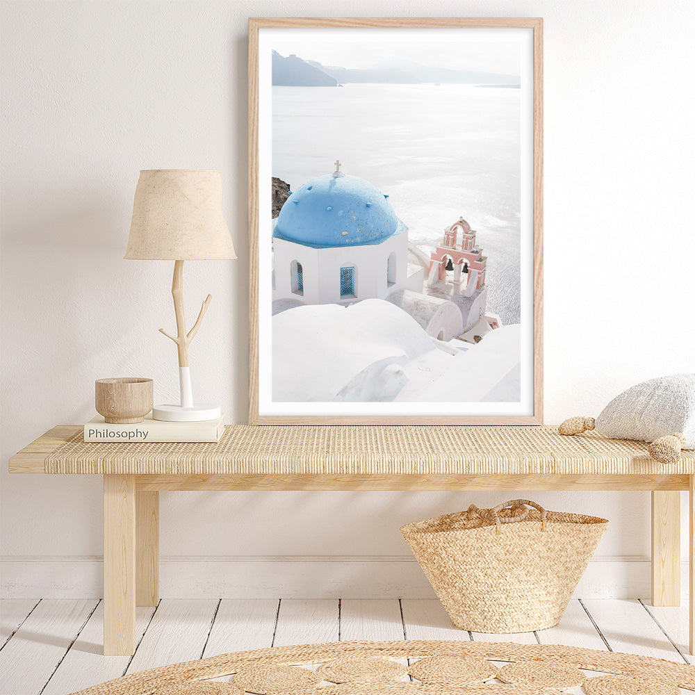 Shop Santorini Panorama I Photo Art Print a coastal themed photography wall art print from The Print Emporium wall artwork collection - Buy Australian made fine art poster and framed prints for the home and your interior decor, TPE-1319-AP
