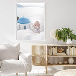 Shop Santorini Panorama I Photo Canvas Print a coastal themed photography framed stretched canvas print from The Print Emporium wall artwork collection - Buy Australian made prints for the home and your interior decor space, TPE-1319-CA-35X46-NF
