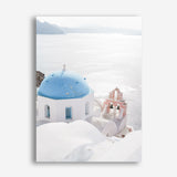 Shop Santorini Panorama I Photo Canvas Print a coastal themed photography framed stretched canvas print from The Print Emporium wall artwork collection - Buy Australian made prints for the home and your interior decor space, TPE-1319-CA-35X46-NF