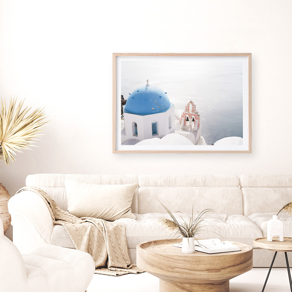 Shop Santorini Panorama II Photo Art Print a coastal themed photography wall art print from The Print Emporium wall artwork collection - Buy Australian made fine art poster and framed prints for the home and your interior decor, TPE-1320-AP