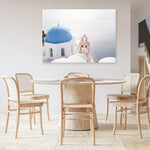 Shop Santorini Panorama II Photo Canvas Print a coastal themed photography framed stretched canvas print from The Print Emporium wall artwork collection - Buy Australian made prints for the home and your interior decor space, TPE-1320-CA-35X46-NF