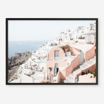 Shop Santorini Pink House I Photo Art Print a coastal themed photography wall art print from The Print Emporium wall artwork collection - Buy Australian made fine art poster and framed prints for the home and your interior decor, TPE-1324-AP