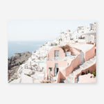 Shop Santorini Pink House I Photo Art Print a coastal themed photography wall art print from The Print Emporium wall artwork collection - Buy Australian made fine art poster and framed prints for the home and your interior decor, TPE-1324-AP