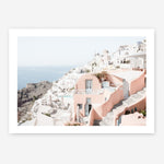 Shop Santorini Pink House I Photo Art Print a coastal themed photography wall art print from The Print Emporium wall artwork collection - Buy Australian made fine art poster and framed prints for the home and your interior decor, TPE-1324-AP