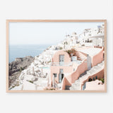 Shop Santorini Pink House I Photo Art Print a coastal themed photography wall art print from The Print Emporium wall artwork collection - Buy Australian made fine art poster and framed prints for the home and your interior decor, TPE-1324-AP