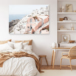 Shop Santorini Pink House I Photo Canvas Print a coastal themed photography framed stretched canvas print from The Print Emporium wall artwork collection - Buy Australian made prints for the home and your interior decor space, TPE-1324-CA-35X46-NF
