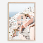 Shop Santorini Pink House II Photo Art Print a coastal themed photography wall art print from The Print Emporium wall artwork collection - Buy Australian made fine art poster and framed prints for the home and your interior decor, TPE-1325-AP