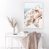 Shop Santorini Pink House II Photo Art Print a coastal themed photography wall art print from The Print Emporium wall artwork collection - Buy Australian made fine art poster and framed prints for the home and your interior decor, TPE-1325-AP