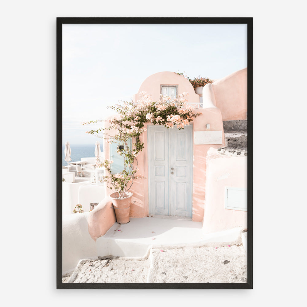 Shop Santorini Pink House III Photo Art Print a coastal themed photography wall art print from The Print Emporium wall artwork collection - Buy Australian made fine art poster and framed prints for the home and your interior decor, TPE-1326-AP