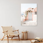 Shop Santorini Pink House III Photo Canvas Print a photography framed stretched canvas print from The Print Emporium wall artwork collection - Buy Australian made prints for the home and your interior decor space, TPE-1326-CA-35X46-NF