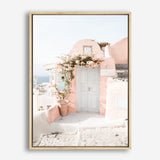 Shop Santorini Pink House III Photo Canvas Print a photography framed stretched canvas print from The Print Emporium wall artwork collection - Buy Australian made prints for the home and your interior decor space, TPE-1326-CA-35X46-NF
