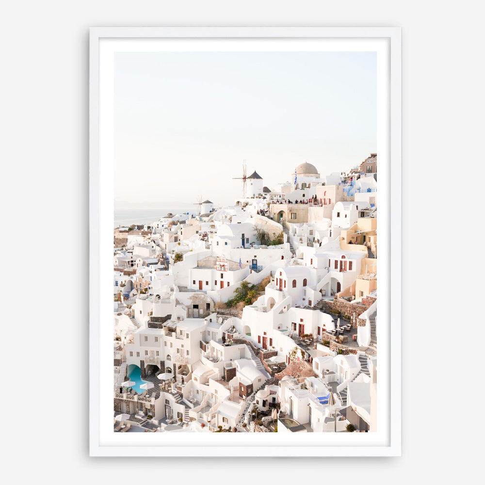 Shop Santorini Skyline I Photo Art Print a coastal themed photography wall art print from The Print Emporium wall artwork collection - Buy Australian made fine art poster and framed prints for the home and your interior decor, TPE-1314-AP