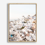 Shop Santorini Skyline I Photo Canvas Print a coastal themed photography framed stretched canvas print from The Print Emporium wall artwork collection - Buy Australian made prints for the home and your interior decor space, TPE-1314-CA-35X46-NF
