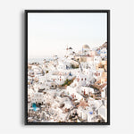 Shop Santorini Skyline I Photo Canvas Print a coastal themed photography framed stretched canvas print from The Print Emporium wall artwork collection - Buy Australian made prints for the home and your interior decor space, TPE-1314-CA-35X46-NF