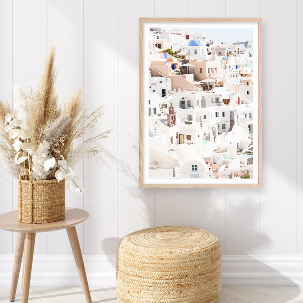 Shop Santorini Skyline II Photo Art Print a coastal themed photography wall art print from The Print Emporium wall artwork collection - Buy Australian made fine art poster and framed prints for the home and your interior decor, TPE-1315-AP