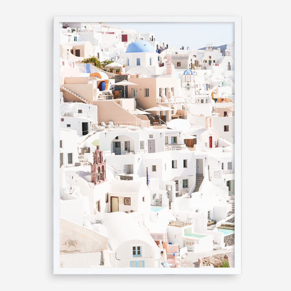 Shop Santorini Skyline II Photo Art Print a coastal themed photography wall art print from The Print Emporium wall artwork collection - Buy Australian made fine art poster and framed prints for the home and your interior decor, TPE-1315-AP