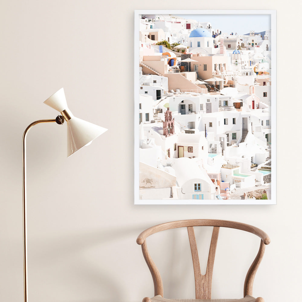 Shop Santorini Skyline II Photo Art Print a coastal themed photography wall art print from The Print Emporium wall artwork collection - Buy Australian made fine art poster and framed prints for the home and your interior decor, TPE-1315-AP