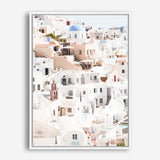 Shop Santorini Skyline II Photo Canvas Print a coastal themed photography framed stretched canvas print from The Print Emporium wall artwork collection - Buy Australian made prints for the home and your interior decor space, TPE-1315-CA-35X46-NF