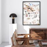 Shop Santorini Skyline II Photo Canvas Print a coastal themed photography framed stretched canvas print from The Print Emporium wall artwork collection - Buy Australian made prints for the home and your interior decor space, TPE-1315-CA-35X46-NF