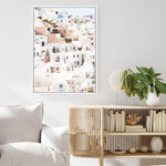 Shop Santorini Skyline II Photo Canvas Print a coastal themed photography framed stretched canvas print from The Print Emporium wall artwork collection - Buy Australian made prints for the home and your interior decor space, TPE-1315-CA-35X46-NF