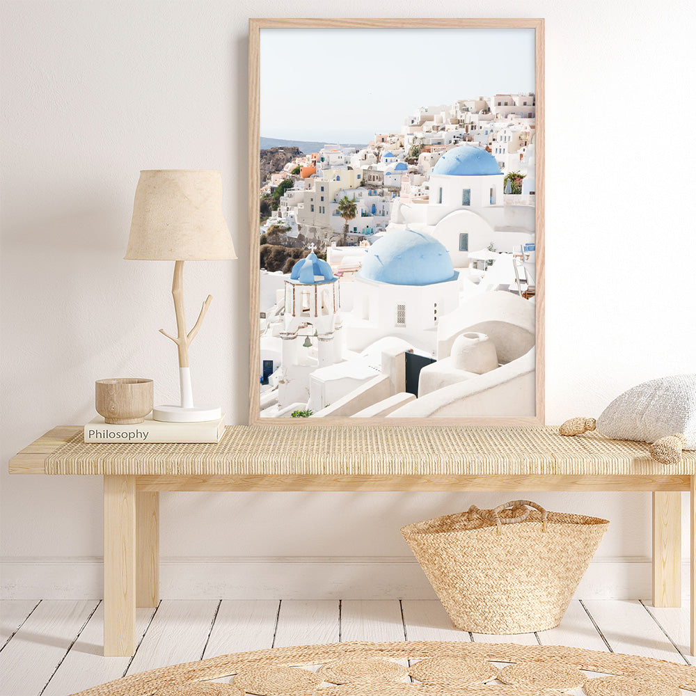 Shop Santorini Skyline III Photo Art Print a coastal themed photography wall art print from The Print Emporium wall artwork collection - Buy Australian made fine art poster and framed prints for the home and your interior decor, TPE-1316-AP