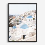 Shop Santorini Skyline III Photo Canvas Print a coastal themed photography framed stretched canvas print from The Print Emporium wall artwork collection - Buy Australian made prints for the home and your interior decor space, TPE-1316-CA-35X46-NF