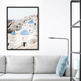 Shop Santorini Skyline III Photo Canvas Print a coastal themed photography framed stretched canvas print from The Print Emporium wall artwork collection - Buy Australian made prints for the home and your interior decor space, TPE-1316-CA-35X46-NF