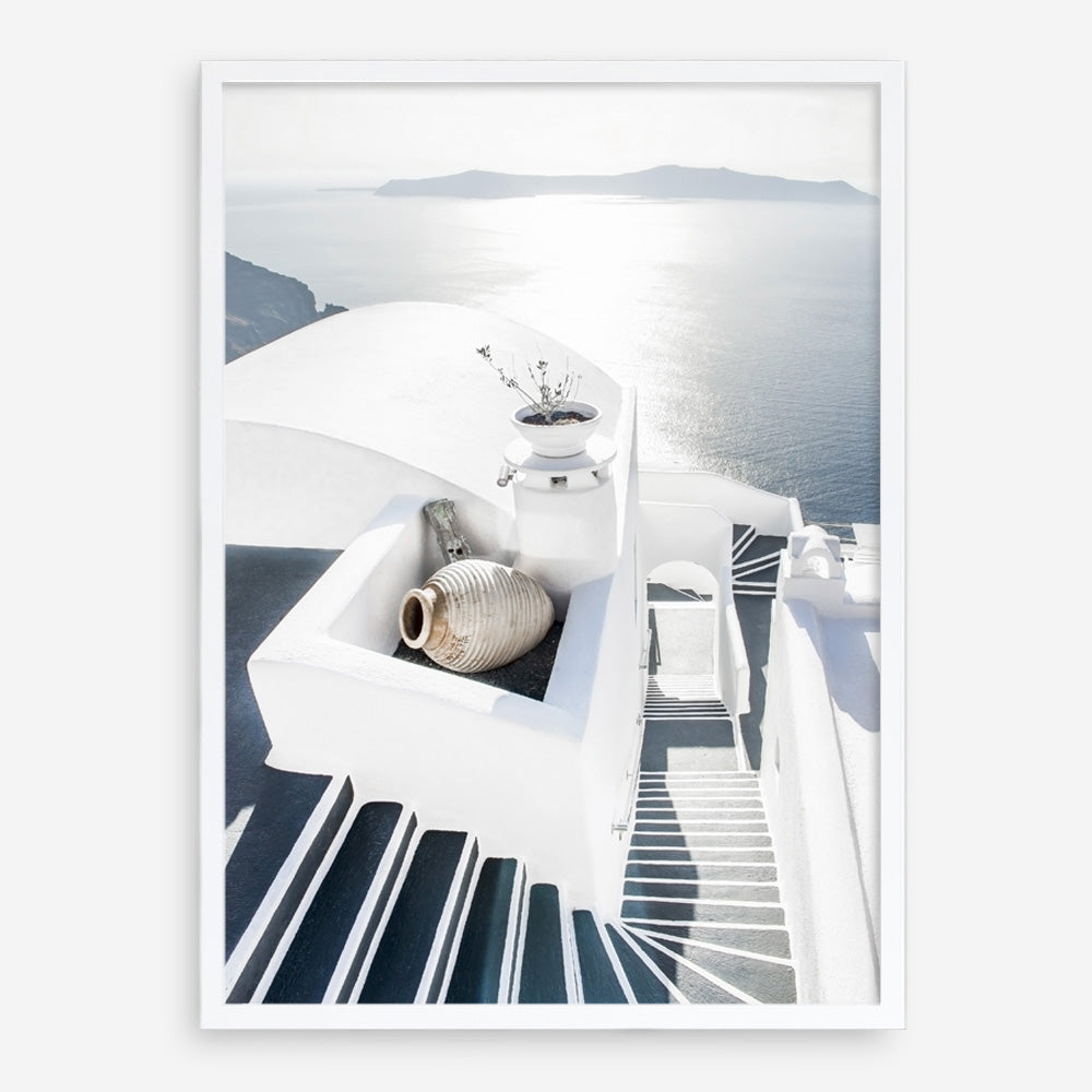 Shop Santorini Staircase Photo Art Print a coastal themed photography wall art print from The Print Emporium wall artwork collection - Buy Australian made fine art poster and framed prints for the home and your interior decor, TPE-1297-AP