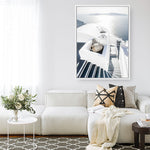 Shop Santorini Staircase Photo Canvas Print a coastal themed photography framed stretched canvas print from The Print Emporium wall artwork collection - Buy Australian made prints for the home and your interior decor space, TPE-1297-CA-35X46-NF
