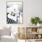 Shop Santorini Staircase Photo Canvas Print a coastal themed photography framed stretched canvas print from The Print Emporium wall artwork collection - Buy Australian made prints for the home and your interior decor space, TPE-1297-CA-35X46-NF