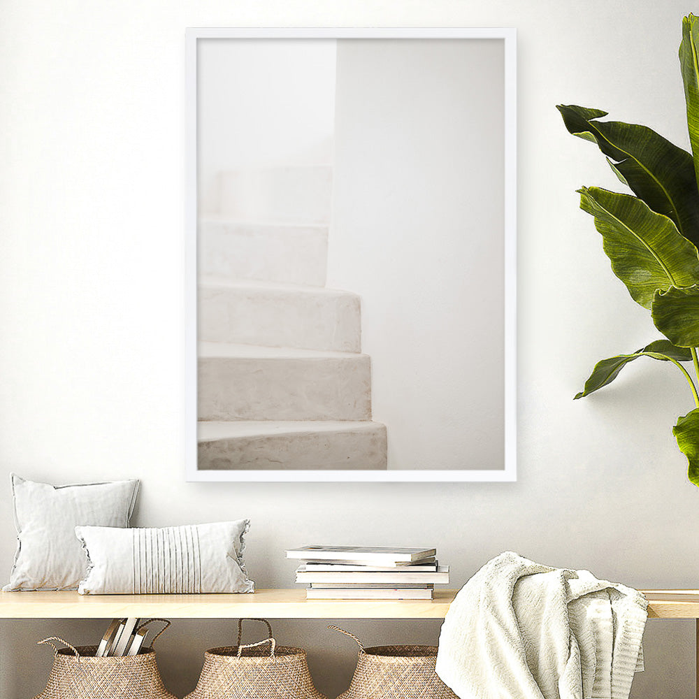 Shop Santorini Stairs Photo Art Print a coastal themed photography wall art print from The Print Emporium wall artwork collection - Buy Australian made fine art poster and framed prints for the home and your interior decor, TPE-1237-AP