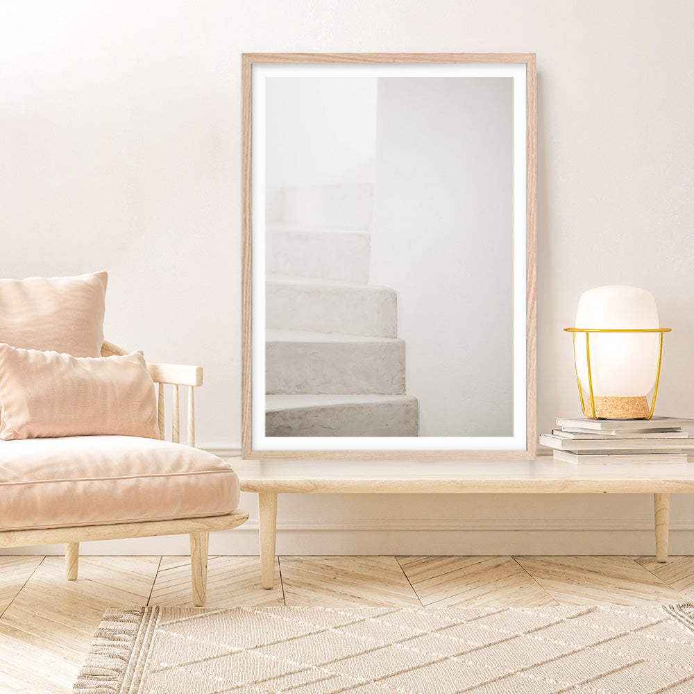 Shop Santorini Stairs Photo Art Print a coastal themed photography wall art print from The Print Emporium wall artwork collection - Buy Australian made fine art poster and framed prints for the home and your interior decor, TPE-1237-AP