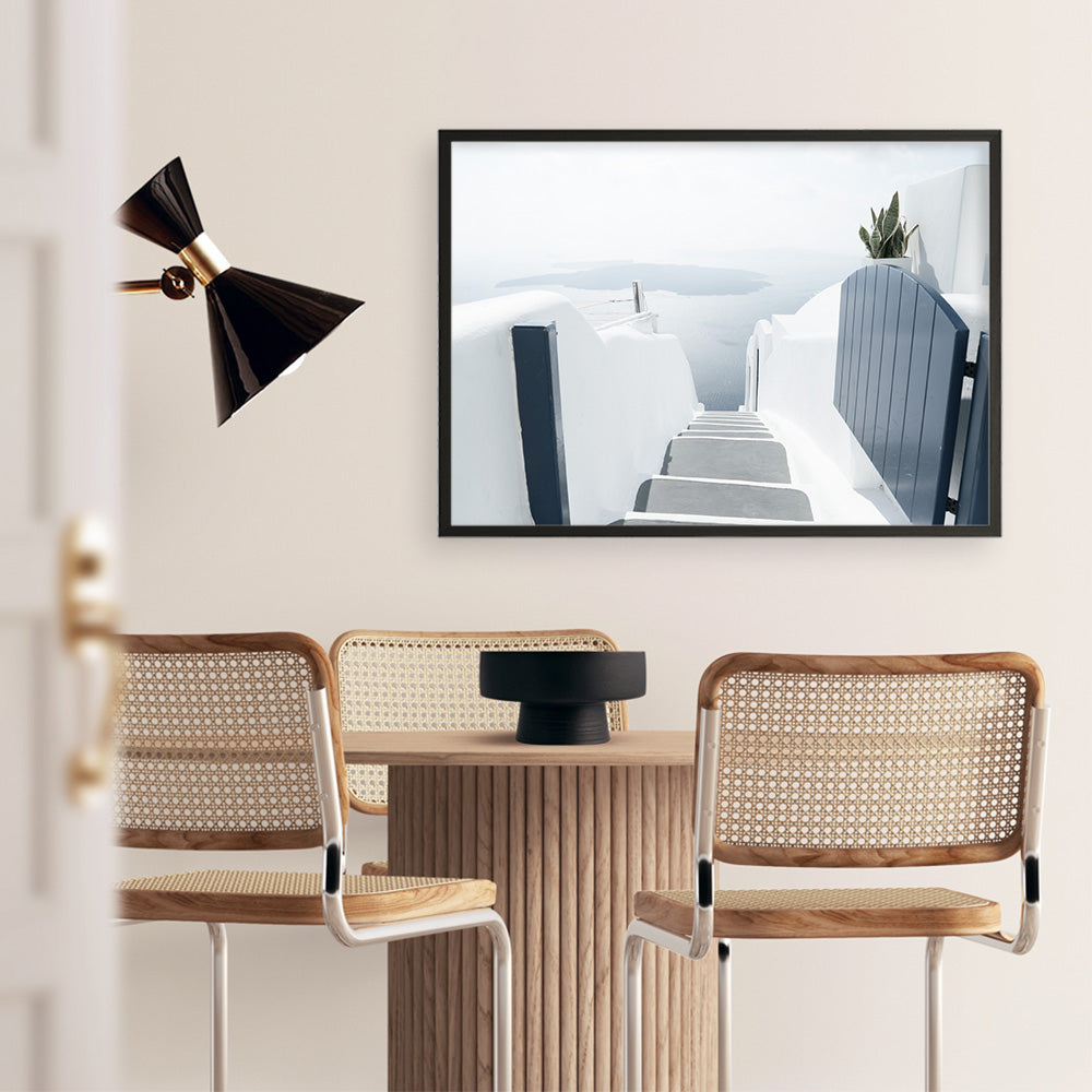 Shop Santorini Stairway Photo Art Print a coastal themed photography wall art print from The Print Emporium wall artwork collection - Buy Australian made fine art poster and framed prints for the home and your interior decor, TPE-1302-AP