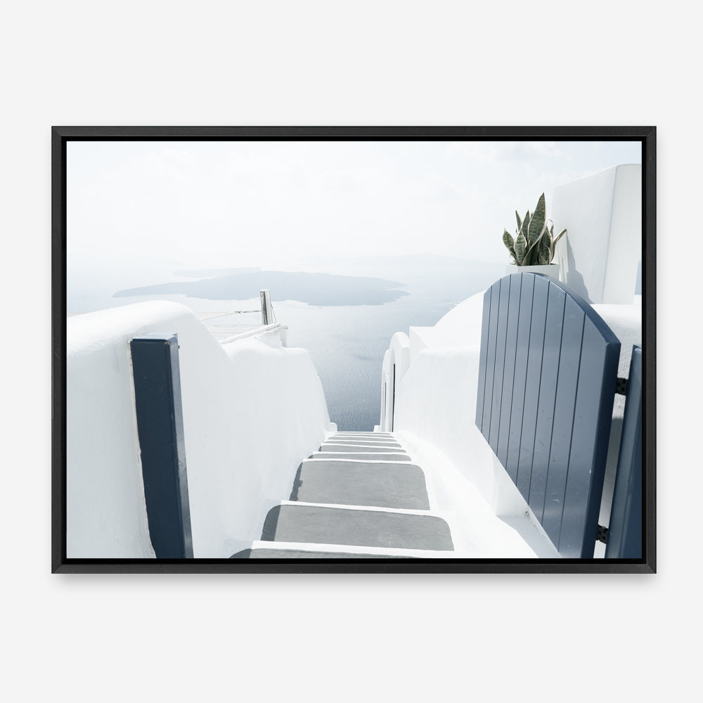 Shop Santorini Stairway Photo Canvas Print a coastal themed photography framed stretched canvas print from The Print Emporium wall artwork collection - Buy Australian made prints for the home and your interior decor space, TPE-1302-CA-35X46-NF