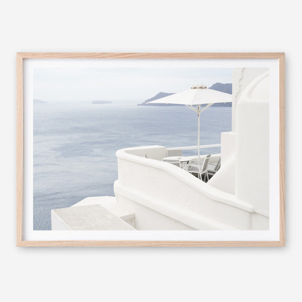 Shop Santorini Terrace I Photo Art Print a coastal themed photography wall art print from The Print Emporium wall artwork collection - Buy Australian made fine art poster and framed prints for the home and your interior decor, TPE-1323-AP